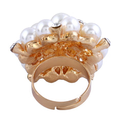 pearl & Crystal Floral Adjustable Ring - streetregion