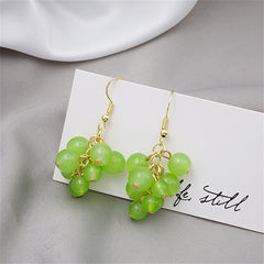 Jade & 18K Gold-Plated Grape Earrings