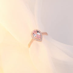 Pink Crystal & Cubic Zirconia Pear-Cut Halo Ring