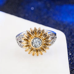 cubic zirconia & Two-Tone Sunflower Band Ring - streetregion