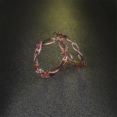 Crystal & 18k Rose Gold-Plated Floral Hoop Earrings - streetregion