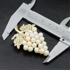Pearl & Cubic Zirconia Grape Bunch Brooch