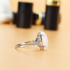 White Opal & Silver-Plated Oval Promise Ring