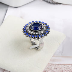 Navy & White Cubic Zirconia Sunflower Club Ring