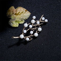 Pearl & Cubic Zirconia 18k Gold-Plated Branch Brooch