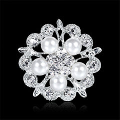 Cubic Zirconia & Pearl Botany Brooch