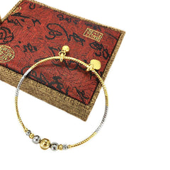 Two-Tone Adjustable Charm Bangle