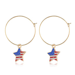 Eye-catching 18K gold-plated American flag necklace and earring set, ideal for showcasing your patriotism on special days.