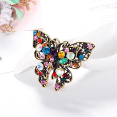 Blue Multicolor Crystal & Cubic Zirconia Butterfly Brooch