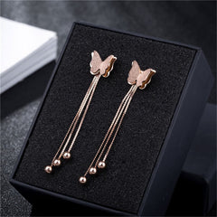 18k Rose Gold-Plated Butterfly Bead Drop Earrings - streetregion