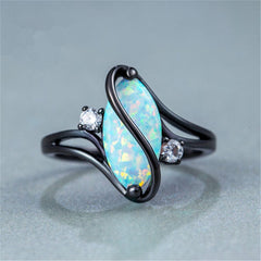 Blue Opal & cubic zirconia Pear-Cut Twisting Ring - streetregion