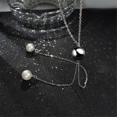 Double Pearl & Silver-Plated Pendant Necklace