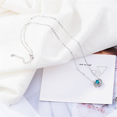 Blue Crystal & cubic zirconia Star Above Moon Pendant Necklace - streetregion