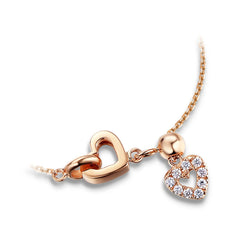 cubic zirconia & 18k Rose Gold-Plated Heart Bracelet - streetregion