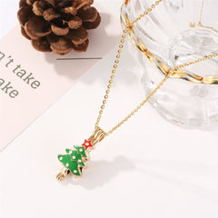 18K Rose Gold-Plated & Green Tree Pendant Necklace - streetregion