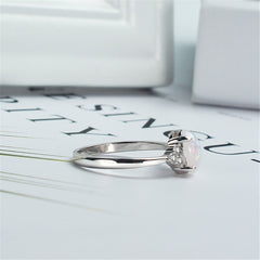 White Opal & Cubic Zirconia Oval-Cut Prong-Set Ring