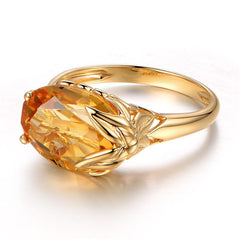 Yellow Crystal & 18K Gold-Plated Floral Ring