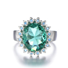 Green Crystal & cubic zirconia Floral Ring - streetregion