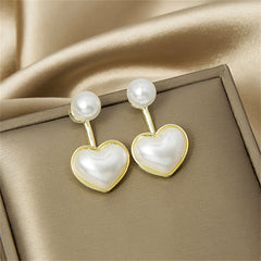 Pearl & 18K Gold-Plated Heart Ear Jackets