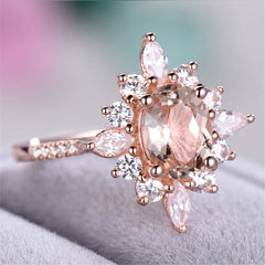 Cubic Zirconia & Crystal 18K Rose Gold-Plated Snowflake Ring