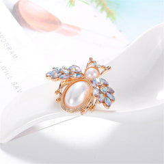 Gemstone & 18K Gold-Plated Bee Brooch