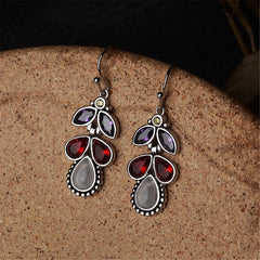 Red & Purple Crystal & Opal Teardrop Earrings - streetregion