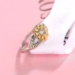cubic zirconia & Two-Tone Sunflower Band Ring - streetregion