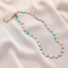 Pink Multicolor Enamel & 18K Gold-Plated Butterfly Station Necklace