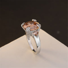 Champagne Crystal & Silvertone Oval-Cut Ring - streetregion