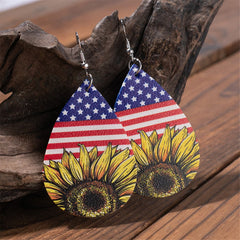Yellow & Red Polystyrene Stars & Stripes Sunflower Drop Earrings