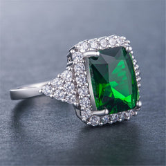 Green Crystal & cubic zirconia Radiant Cut Princess Club Ring - streetregion
