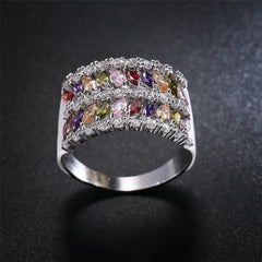 Purple Cubic Zirconia & Silver-Plated Marquise-Cut Band - streetregion