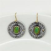 Green Resin & Two-Tone Circle Drop Earrings