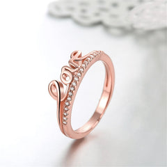 cubic zirconia & 18k Rose Gold-Plated 'Love' Ring - streetregion