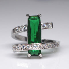 Green Crystal & cubic zirconia Geometric Ring - streetregion