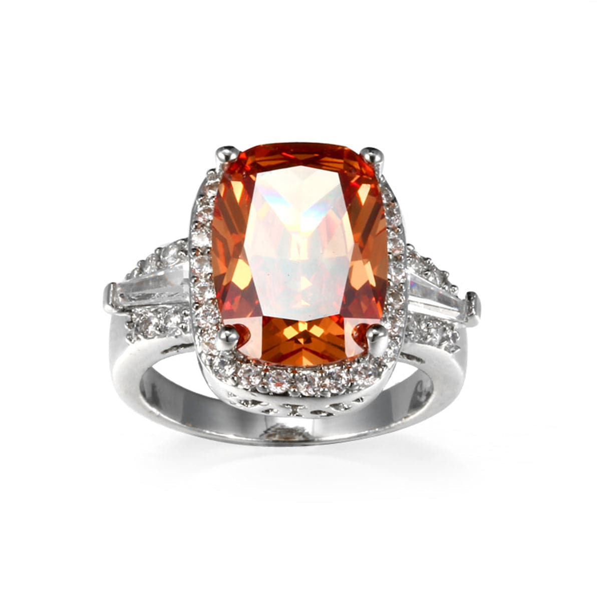 Champagne Crystal and Cubic Zirconia Halo Oval-Cut Ring, statement rings for women, botanical inspired, lifestyle look