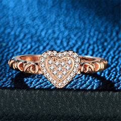 cubic zirconia & 18k Rose Gold-Plated Heart Ring - streetregion