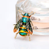 Green Enamel & 18K Gold-Plated Beetle Brooch