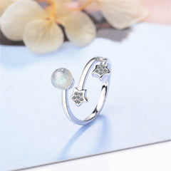 Cubic Zirconia & Moonstone Star Wrap Ring