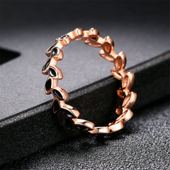 Black & 18k Rose Gold-Plated Oil-Drop Branch Band Ring - streetregion