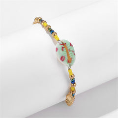 Shell & 18K Gold-Plated Beaded Charm Anklet