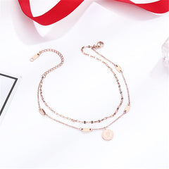 18K Rose Gold-Plated Coin Layer Anklet