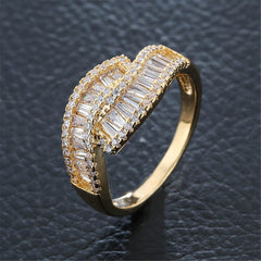 Cubic Zirconia Rattan Stacked-Band Ring