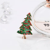Cubic Zirconia & 18K Gold-Plated Towering Christmas Tree Brooch