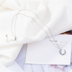 cubic zirconia & Silver-Plated Crescent Pendant Necklace - streetregion