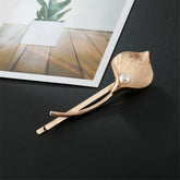 Pearl & 18K Gold-Plated Lotus Leaf Hair Clip