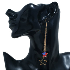 Show your patriotism with these 18K gold-plated American flag and star drop earrings, a stylish choice for Independence Day.