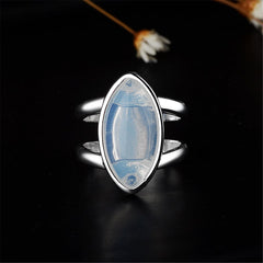 Opal & Silver-Plated Double-Band Ring - streetregion