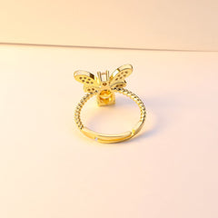 Yellow Crystal & Cubic Zirconia Bee Ring