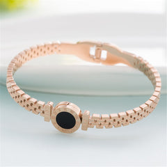 18K Rose Gold-Plated Roman Numeral Belt Bangle
